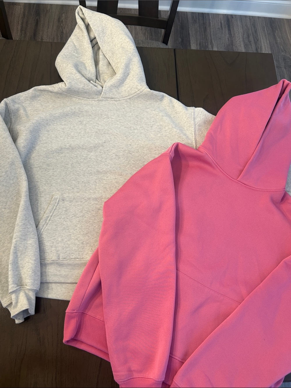 2 Hooded Pullover Sweatshirts - Pink and Light Gray